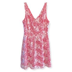 Coral Textured Flowered Sundress